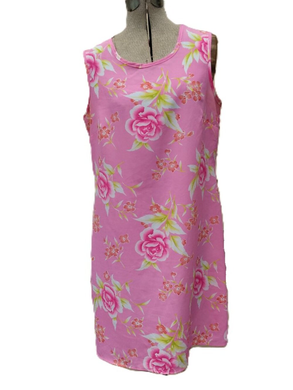 Vintage 90s Pink Dress Size Medium 37" Bust Floral Sleeveless Summer